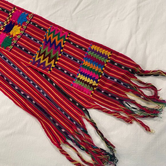 Vintage Accessories - Colorful Woven Vintage Scarf with Fringe